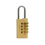 Brass Combination Padlock 21 mm with steel shackle and 4 dials (10.000 combinations)